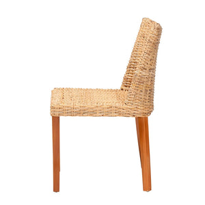 Baxton Studio bali Rowen Bohemian Dining Chair in Light Honey Kubu Rattan & Mahogany - Coastal Elegance Awaits! MD-38034/Nope-Natural-DC