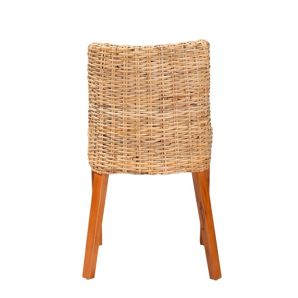Baxton Studio bali Rowen Bohemian Dining Chair in Light Honey Kubu Rattan & Mahogany - Coastal Elegance Awaits! MD-38034/Nope-Natural-DC