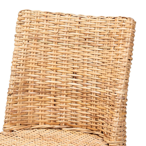 Baxton Studio bali Rowen Bohemian Dining Chair in Light Honey Kubu Rattan & Mahogany - Coastal Elegance Awaits! MD-38034/Nope-Natural-DC