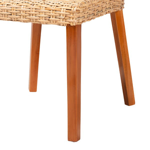 Baxton Studio bali Rowen Bohemian Dining Chair in Light Honey Kubu Rattan & Mahogany - Coastal Elegance Awaits! MD-38034/Nope-Natural-DC