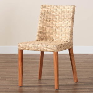Baxton Studio bali Rowen Bohemian Dining Chair in Light Honey Kubu Rattan & Mahogany - Coastal Elegance Awaits! MD-38034/Nope-Natural-DC