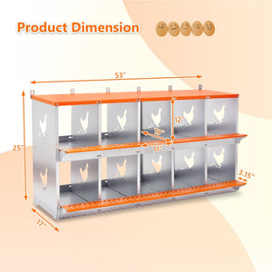 English Elm 10-bay Galvanized Steel Wall Mount Nest Box with Coconut Fiber Pads for Backyard Flocks W1422P355412