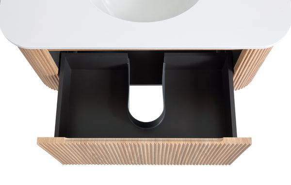 English Elm Arcora 36 Inch Wall Mounted Floating Bathroom Vanity With Curved Sink, Soft Close Drawer & Modern Design W3235P336190