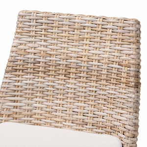 bali & pari Toby Modern Bohemian Grey Kubu Rattan and Rustic Taupe Finished Mahogany Wood Counter Stool