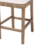 bali & pari Poltak Modern Bohemian Grey Natural Kubu Rattan and Mahogany Wood Counter Stool