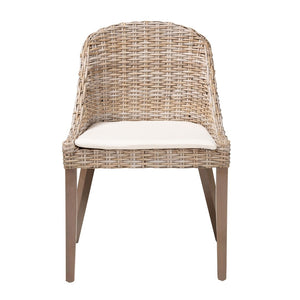 Baxton Studio bali Lara Bohemian Dining Chair - Handcrafted Grey Kubu Rattan & Mahogany Wood for Cozy Elegance MD-39209-Kubu Grey/Natural Rattan-DC