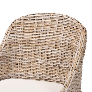 Baxton Studio bali Lara Bohemian Dining Chair - Handcrafted Grey Kubu Rattan & Mahogany Wood for Cozy Elegance MD-39209-Kubu Grey/Natural Rattan-DC