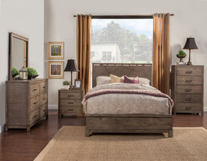 IDEAZ 1371APB Brown Washed Full Size Panel Bed Brown Washed 1371APB