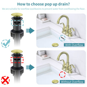English Elm Bathroom Faucet 2-Handle Brushed Gold - 360° Spout, Crescent Moon Design, Easy Installation Kit Included T3177P277486