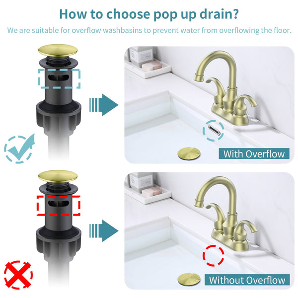 English Elm Bathroom Faucet 2-Handle Brushed Gold - 360° Spout, Crescent Moon Design, Easy Installation Kit Included T3177P277486