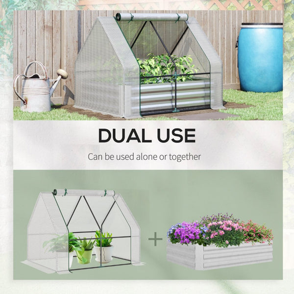 English Elm Outsunny Galvanized Steel Raised Garden Bed with Pvc Greenhouse Cover and Ventilation W2225P217646