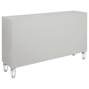 English Elm Gabrielle Silver Mirrored 3-Drawer Accent Cabinet with Two-Tier Display, Bright Reflective Storage Elegance B062P328633