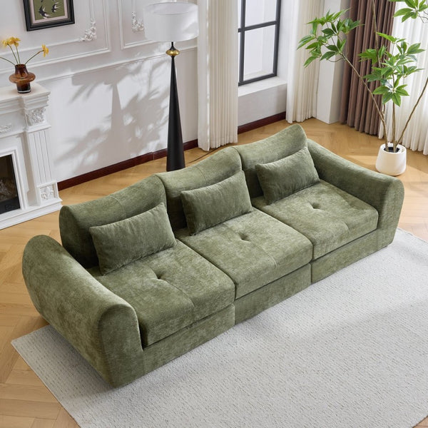 English Elm Modular Cloud Sectional Sofa Bed with Flannelette Upholstery for Flexible Living Green W1829S00075
