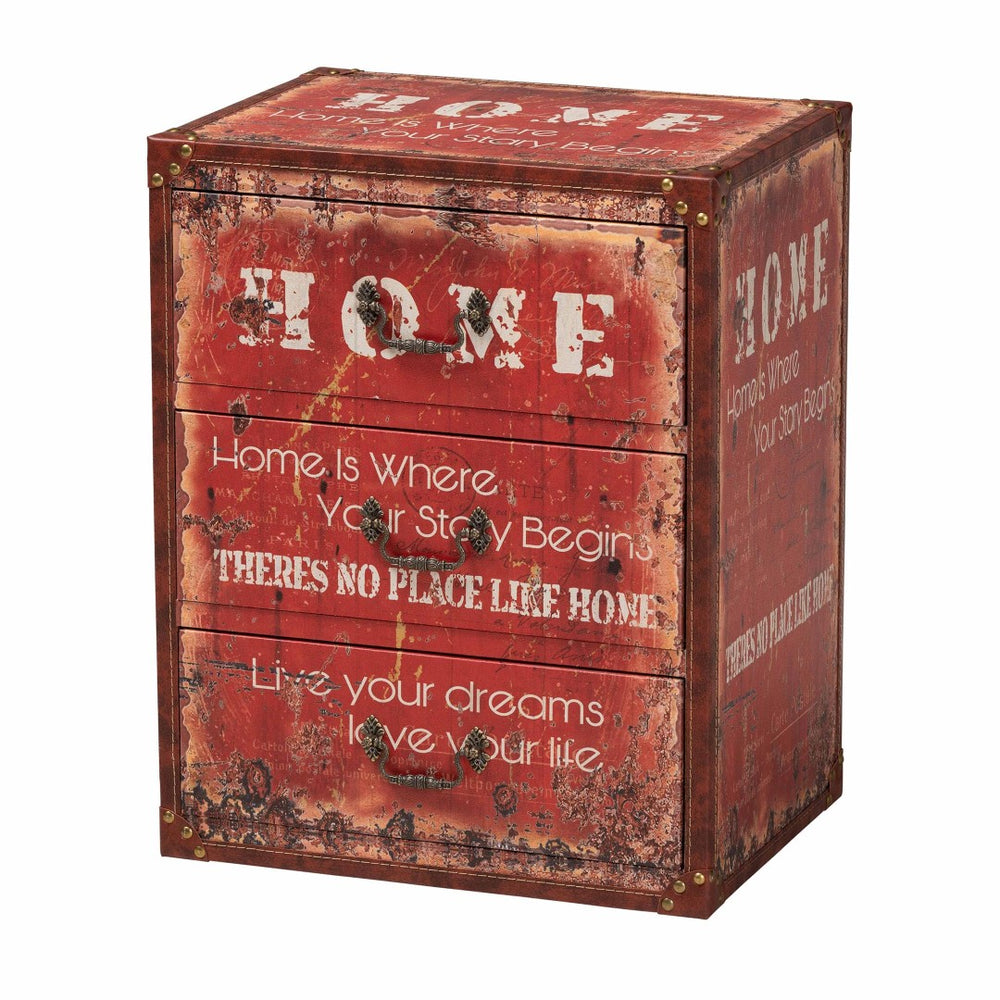 Baxton Studio Baxton Studio Lorand Vintage Faux Leather Trunk with 3 Drawers for Stylish Storage & Organization SJ14513R-Wooden-Ottoman