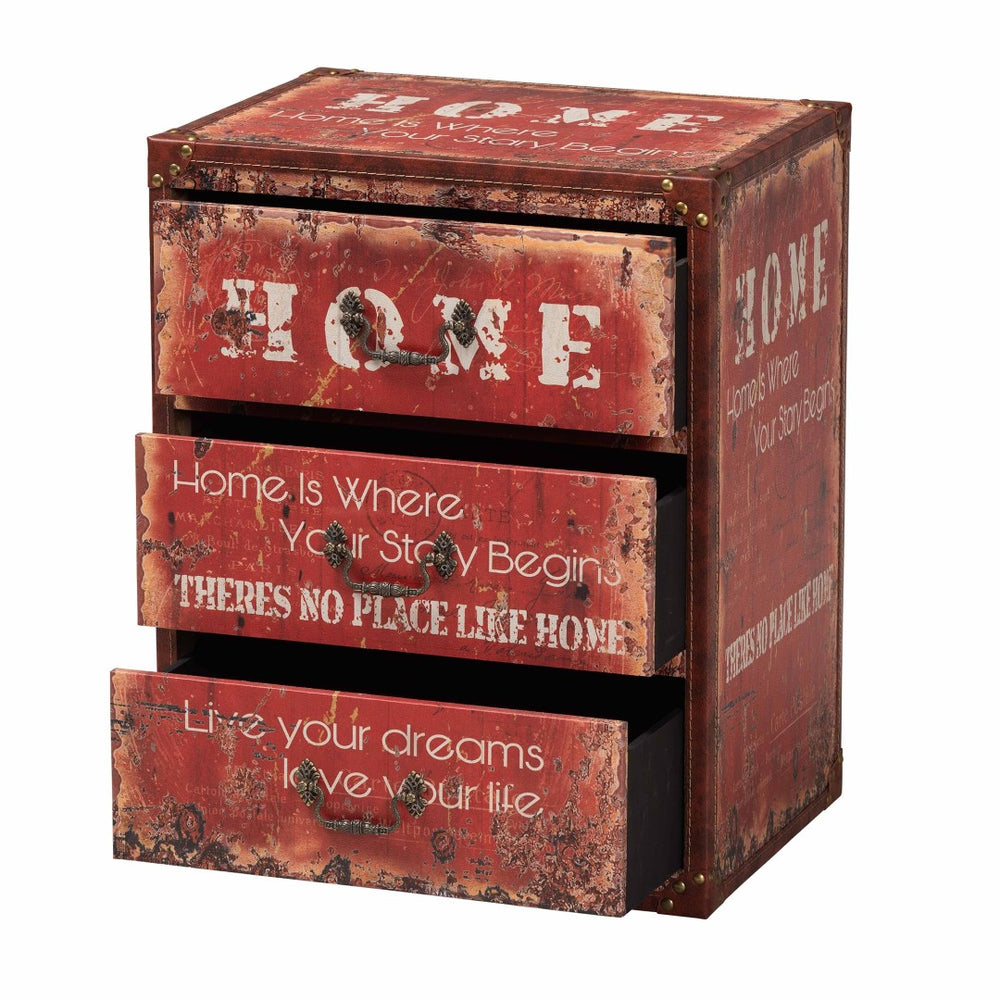 Baxton Studio Baxton Studio Lorand Vintage Faux Leather Trunk with 3 Drawers for Stylish Storage & Organization SJ14513R-Wooden-Ottoman