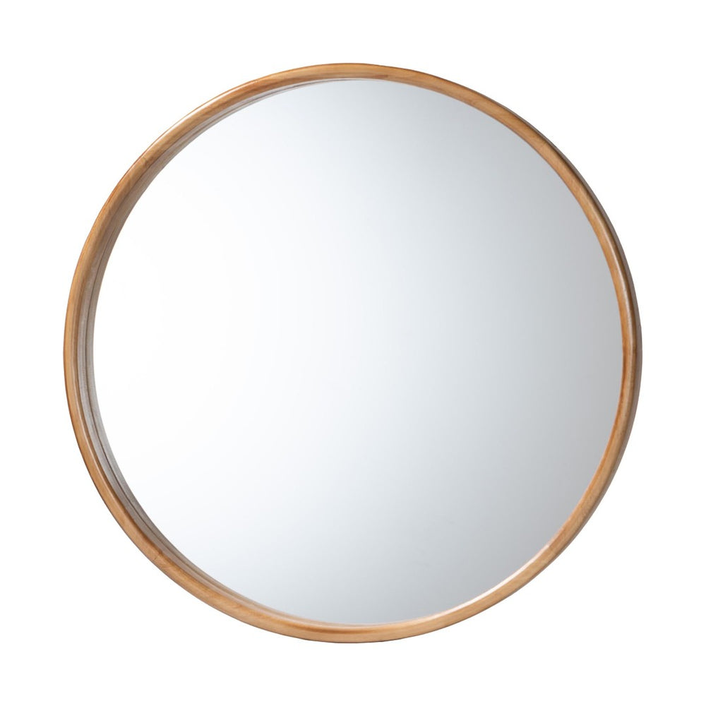 Baxton Studio Baxton Studio Tazara Japandi Round Accent Mirror - Minimalist Wood Frame for Tranquil Spaces PF2-Wooden-Mirror