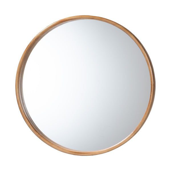 Baxton Studio Baxton Studio Tazara Japandi Round Accent Mirror - Minimalist Wood Frame for Tranquil Spaces PF2-Wooden-Mirror