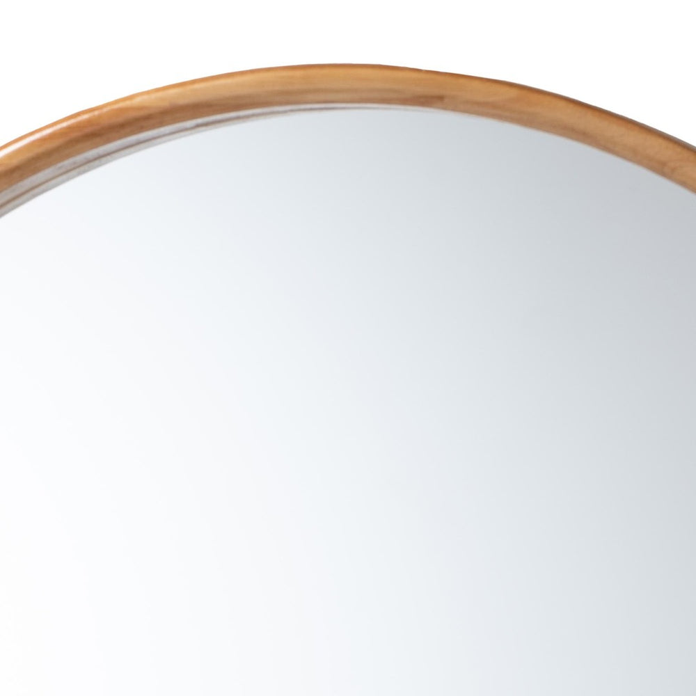Baxton Studio Baxton Studio Tazara Japandi Round Accent Mirror - Minimalist Wood Frame for Tranquil Spaces PF2-Wooden-Mirror