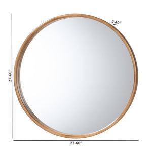 Baxton Studio Baxton Studio Tazara Japandi Round Accent Mirror - Minimalist Wood Frame for Tranquil Spaces PF2-Wooden-Mirror