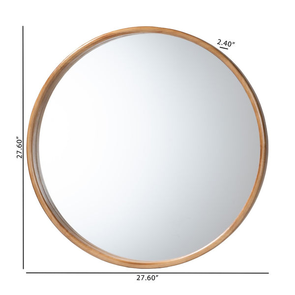 Baxton Studio Baxton Studio Tazara Japandi Round Accent Mirror - Minimalist Wood Frame for Tranquil Spaces PF2-Wooden-Mirror
