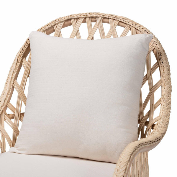 Baxton Studio bali Florence Bohemian Ivory Rattan Arm Chair - Handcrafted Comfort with Removable Cushion & Pillow Regal 1-Ivory Rattan-CC