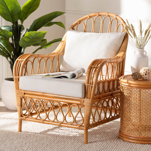 Baxton Studio bali Reina Bohemian Light Honey Rattan Arm Chair - Artisan-Crafted Comfort for Chic Interiors Regal 2-Light Honey Rattan-CC