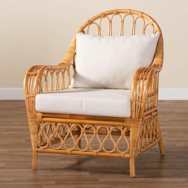 Baxton Studio bali Reina Bohemian Light Honey Rattan Arm Chair - Artisan-Crafted Comfort for Chic Interiors Regal 2-Light Honey Rattan-CC
