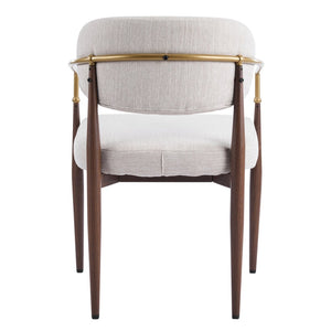 English Elm Fabric Upholstered Dining Chairs Glam Set of Two with Gold Accents Iron Frame N768P379506W