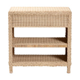 bali & pari Lanica Japandi Sun Bleached Rattan 2-Drawer Console Table