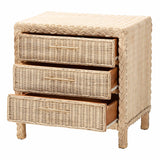 bali & pari Lanica Japandi Sun Bleached Rattan 3-Drawer Nightstand