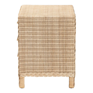 bali & pari Lanica Japandi Sun Bleached Rattan 3-Drawer Nightstand