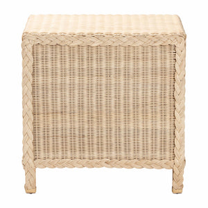 bali & pari Lanica Japandi Sun Bleached Rattan 3-Drawer Nightstand
