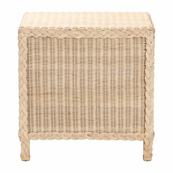 bali & pari Lanica Japandi Sun Bleached Rattan 3-Drawer Nightstand