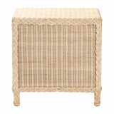 bali & pari Lanica Japandi Sun Bleached Rattan 3-Drawer Nightstand