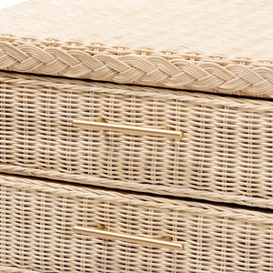 bali & pari Lanica Japandi Sun Bleached Rattan 3-Drawer Nightstand