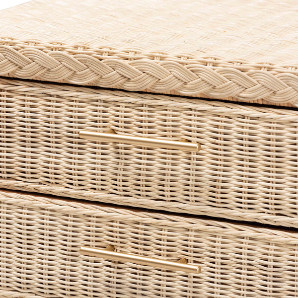 bali & pari Lanica Japandi Sun Bleached Rattan 3-Drawer Nightstand