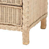 bali & pari Lanica Japandi Sun Bleached Rattan 3-Drawer Nightstand