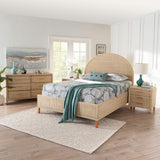 bali & pari Lanica Japandi Sun-Bleached Braided Rattan Queen Size 4-Piece Bedroom Set