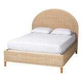 bali & pari Lanica Japandi Sun-Bleached Braided Rattan Queen Size 4-Piece Bedroom Set