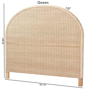 Baxton Studio bali Bali Lanica Japandi Standalone Headboard - Hand-Braided Rattan & Solid Wood for Serene Bedrooms King Braided Sun Bleached Ivory-Wood/Rattan-Headboard-King