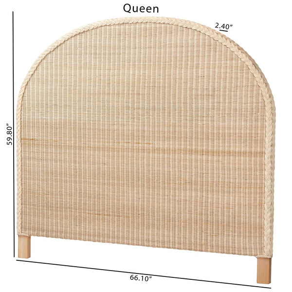 Baxton Studio bali Bali Lanica Japandi Standalone Headboard - Hand-Braided Rattan & Solid Wood for Serene Bedrooms King Braided Sun Bleached Ivory-Wood/Rattan-Headboard-King