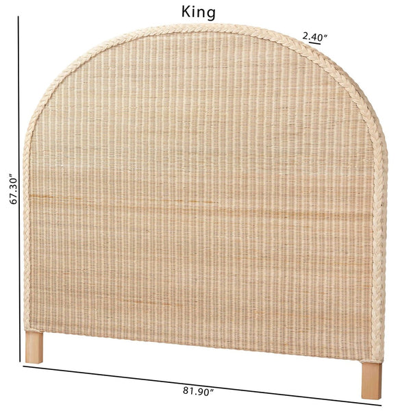 Baxton Studio bali Bali Lanica Japandi Standalone Headboard - Hand-Braided Rattan & Solid Wood for Serene Bedrooms King Braided Sun Bleached Ivory-Wood/Rattan-Headboard-King