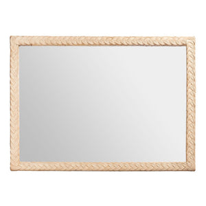 Baxton Studio bali Lanica Japandi Wall Mirror – Handcrafted Rattan Accent for Modern Interiors, Versatile & Elegant Braided Sun Bleached Ivory-Wood/Rattan-Mirror
