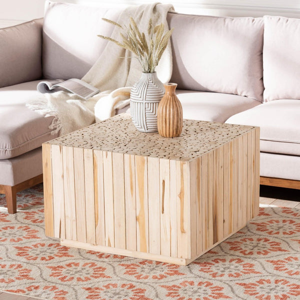 Baxton Studio bali Bohemian Teak Wood Coffee Table - Handcrafted Unique Repurposed Logs for Coastal Living Spaces Augusta-Wooden-CT