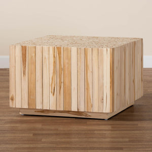 Baxton Studio bali Bohemian Teak Wood Coffee Table - Handcrafted Unique Repurposed Logs for Coastal Living Spaces Augusta-Wooden-CT
