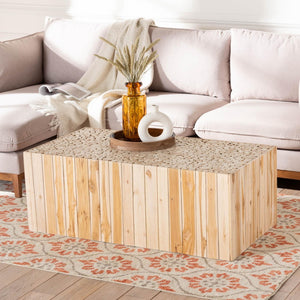 Baxton Studio bali Grayson Bohemian Teak Wood Coffee Table - Handcrafted Rustic Elegance for Your Living Room Grayson-Wooden-CT