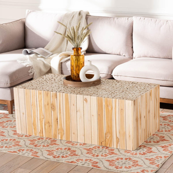 Baxton Studio bali Grayson Bohemian Teak Wood Coffee Table - Handcrafted Rustic Elegance for Your Living Room Grayson-Wooden-CT