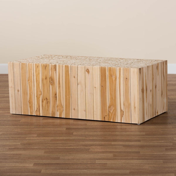 Baxton Studio bali Grayson Bohemian Teak Wood Coffee Table - Handcrafted Rustic Elegance for Your Living Room Grayson-Wooden-CT