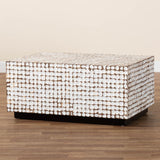 bali & pari Nitza Bohemian White Coconut Shell and Acacia Wood Coffee Table