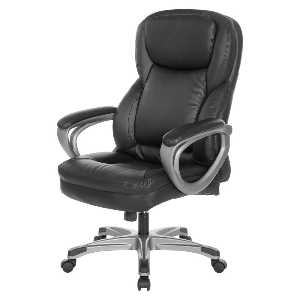 OSP Home Furnishings Exec Bonded Leather Office Chair with Lumbar Support for Executive Home Workspace ECH67707-EC3